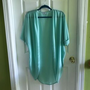 TOBI turquoise chiffon cardigan