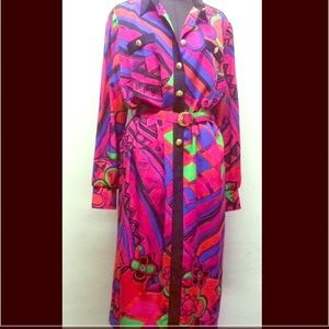 vintage Schneberger Retro Colorful Dress German