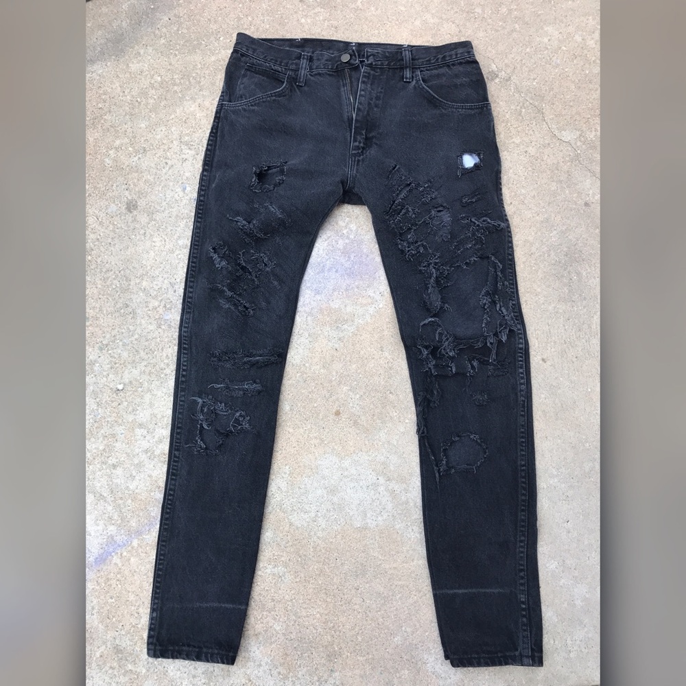 Black Shredded Distressed Denim Jeans