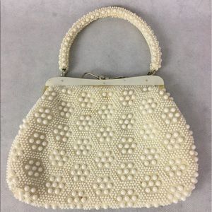 Vintage Cream Beaded Handbag