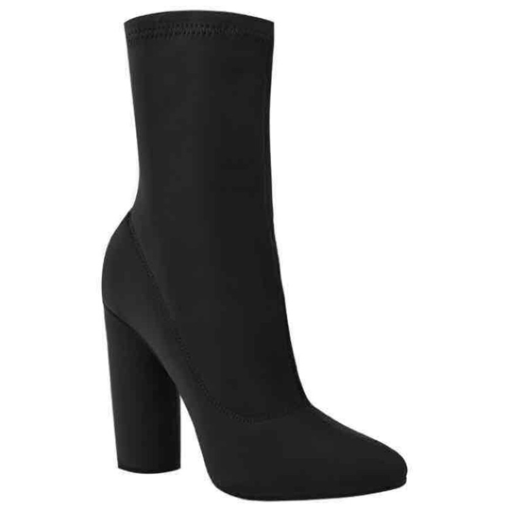 Black calf high booties
