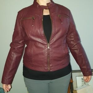 Dress Barn faux leather scuba/moto jacket