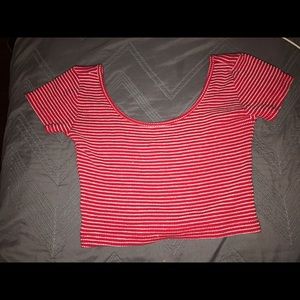 Red and white striped crop top