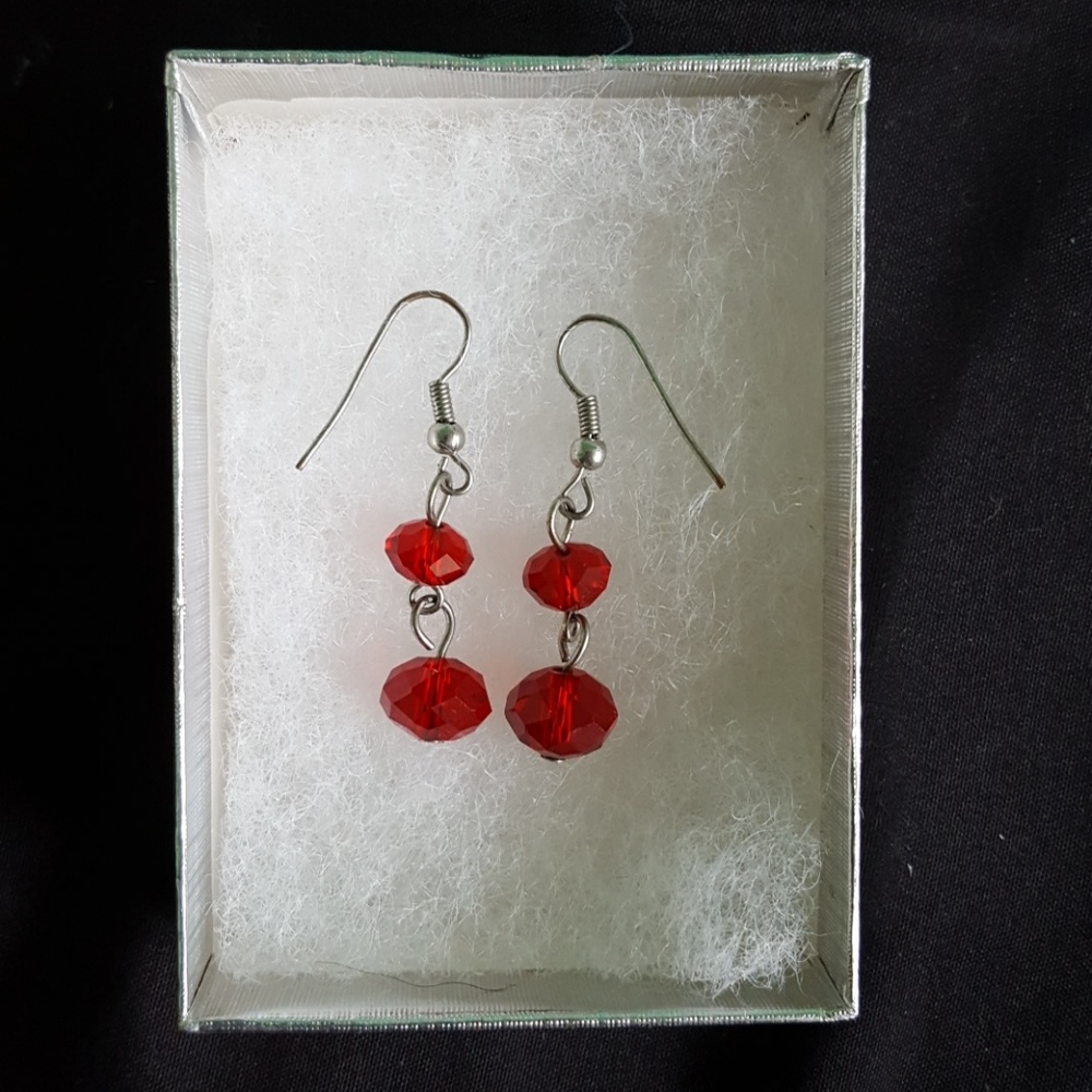 Red beads earrings