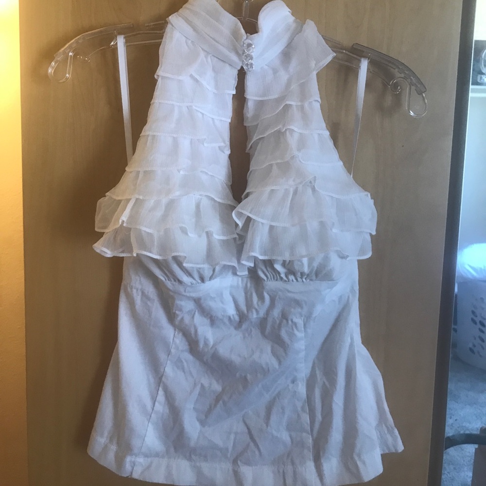 White ruffled halter top