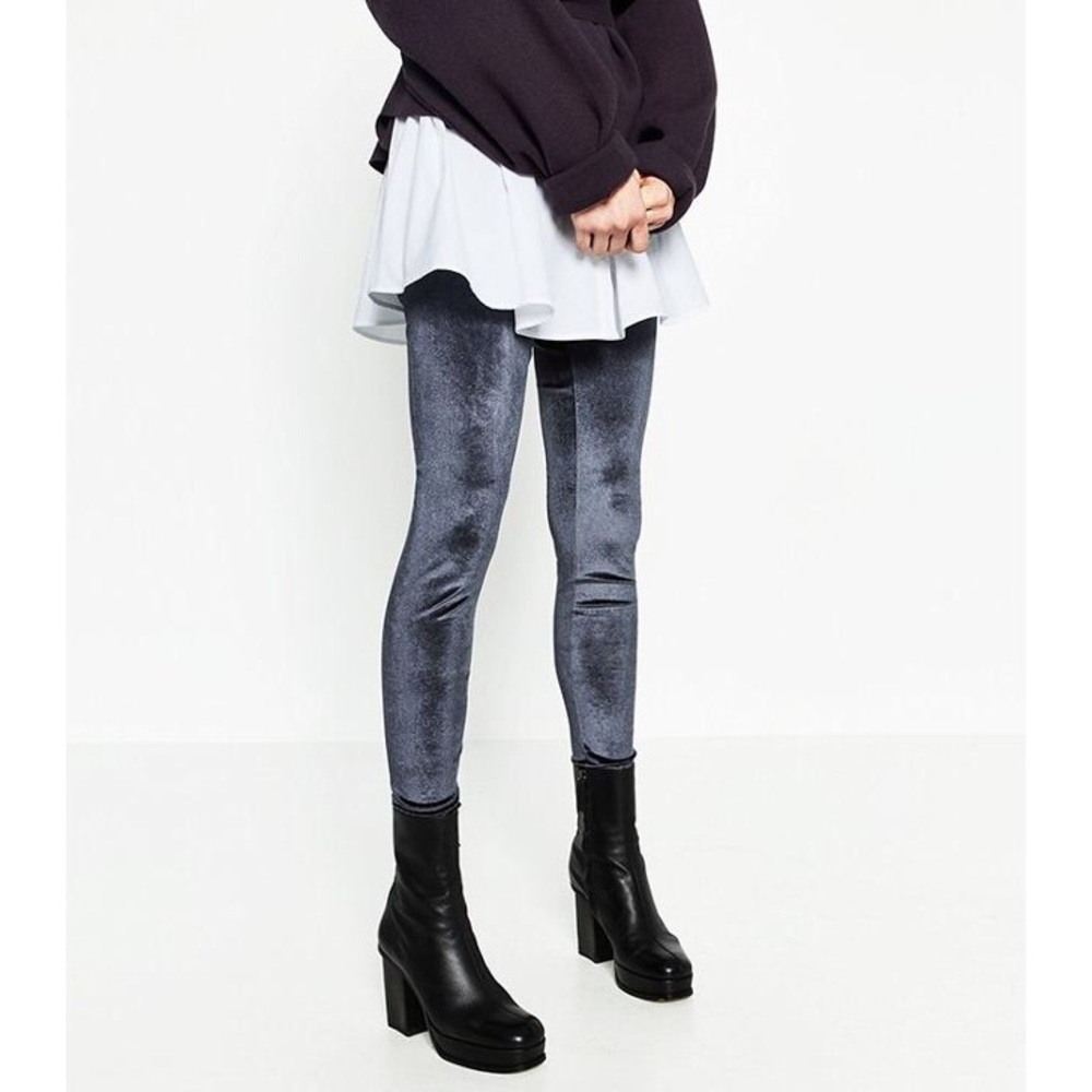 NWT Zara gray velvet leggings