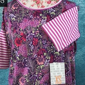 Lularoe Irma Tunic - XS new! Stripes and floral