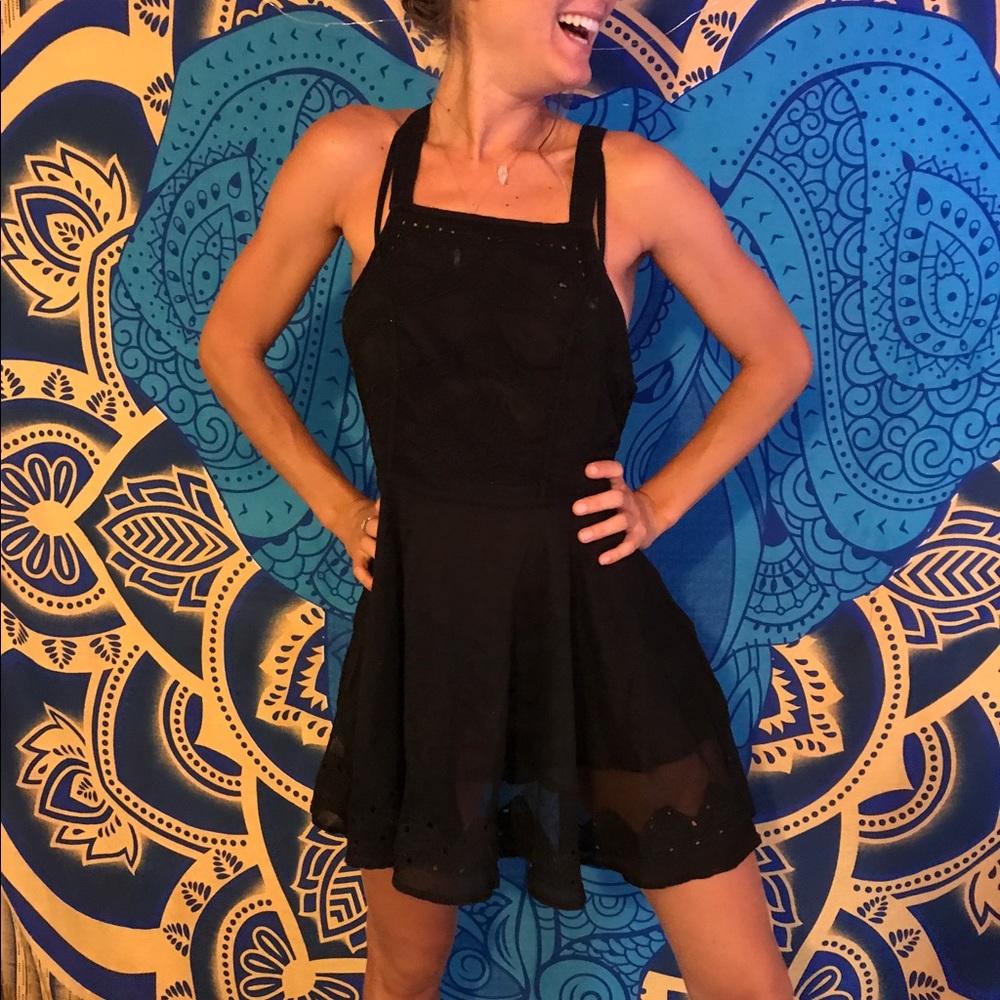 Free people black cross top tunic