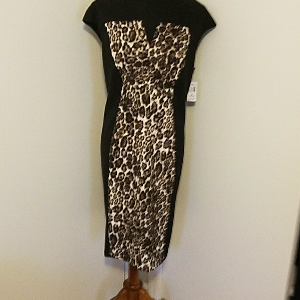 Dress Barn Black Leopard Print Dress
