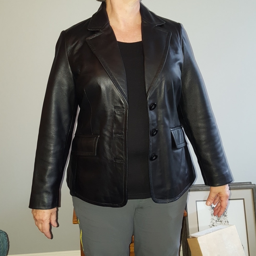 Black real lambskin leather jacket