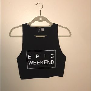 Black "Epic Weekend" Crop Top