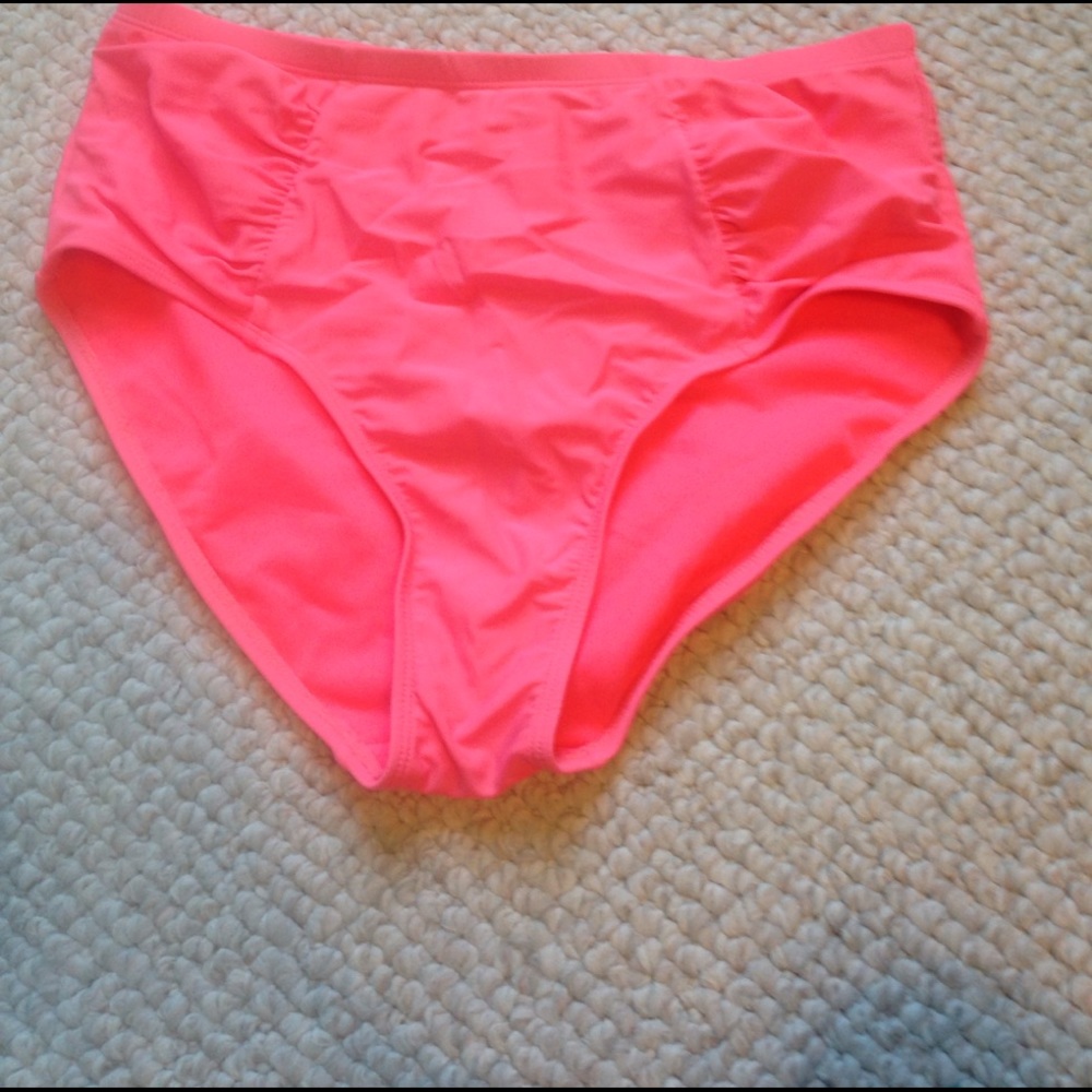 Bright pink high waisted bikini bottoms