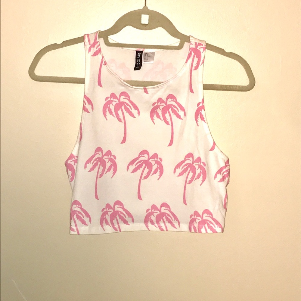 Pink Palm Tree Crop Top