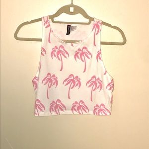 Pink Palm Tree Crop Top