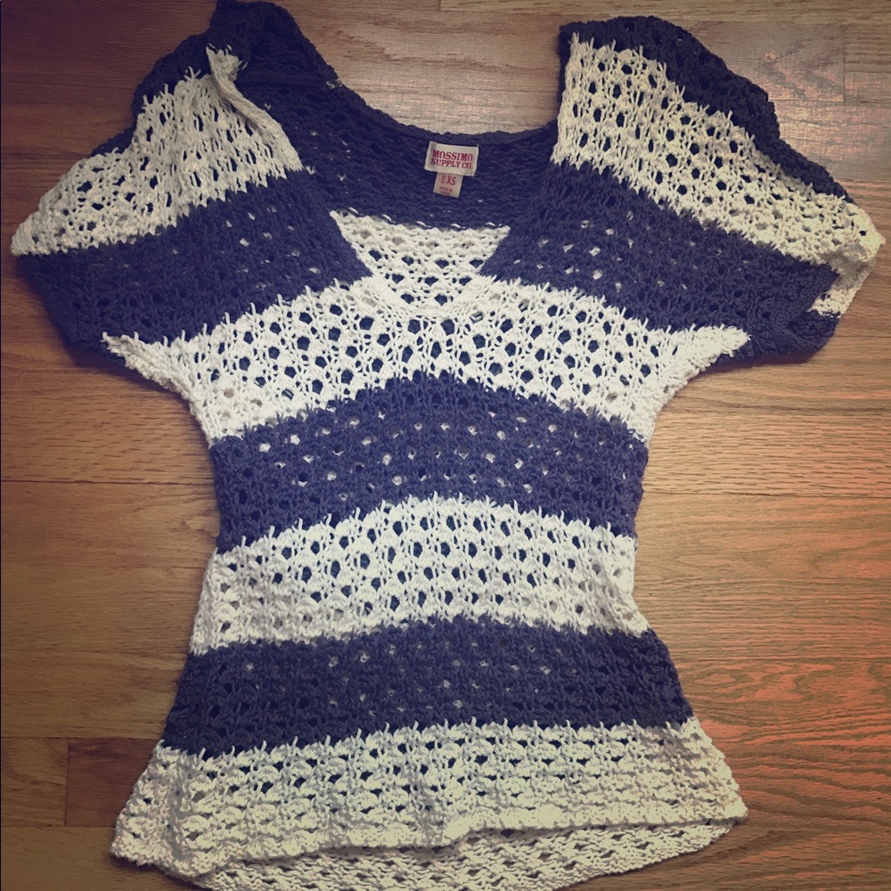 Stripped Crochet Knit Top - Coastal Grandma