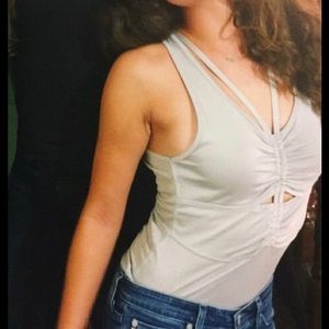 Free People Sexy Grey Cutout Top