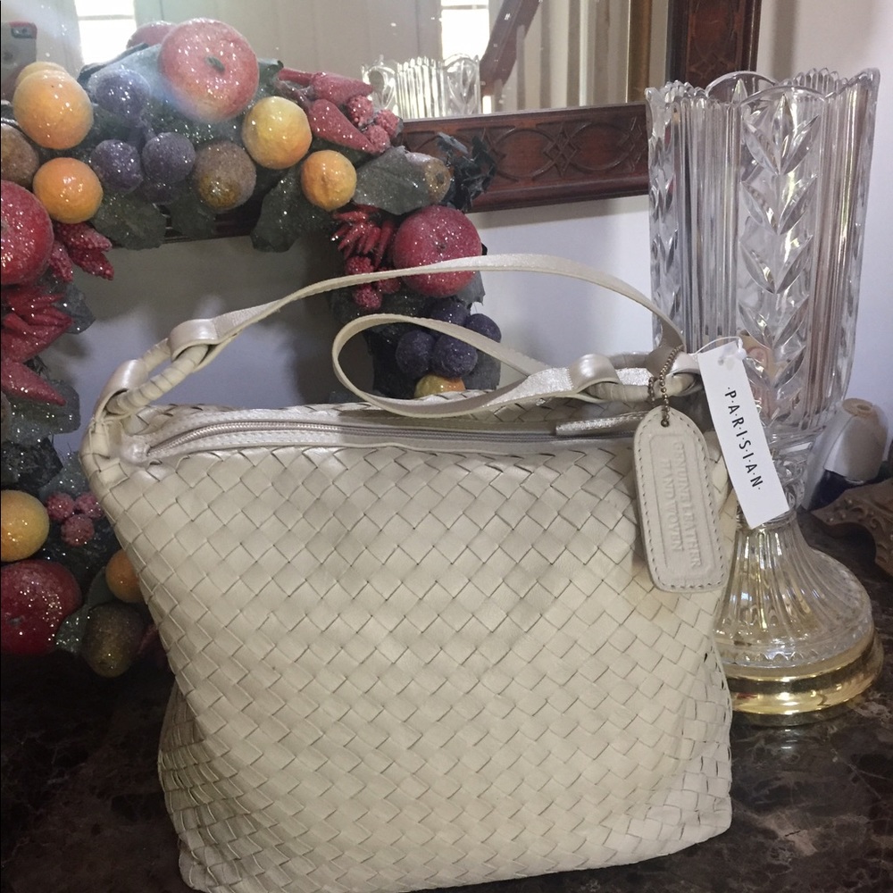 Parisian Leather Handwoven Top Zipper Handbag
