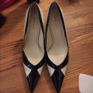 Black and white heels