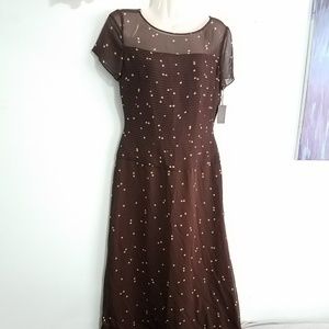 Kay Unger Dress Brown poka dots