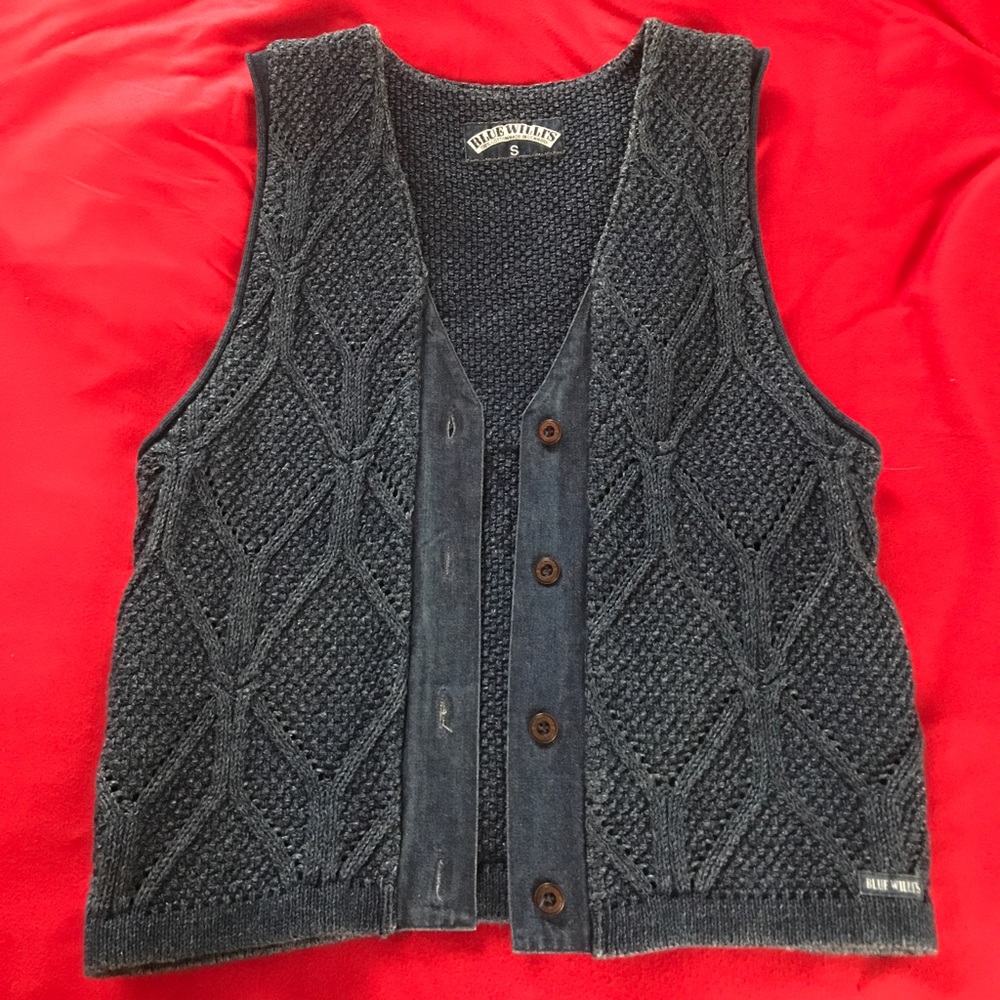 Vintage indigo dyed cotton vest