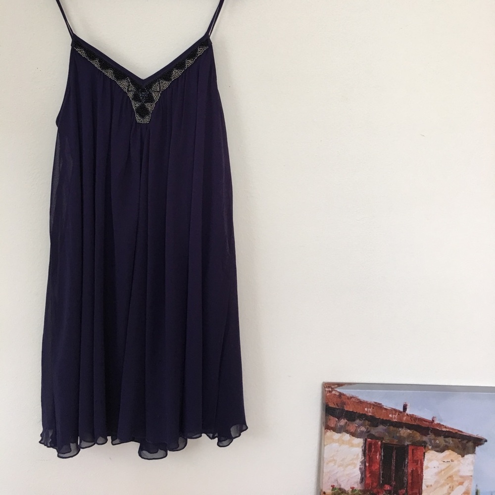 Express beaded neckline chiffon slip dress