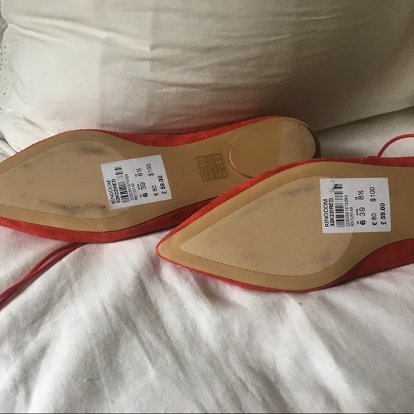 Top shop red tie up flats - Picture 4 of 4