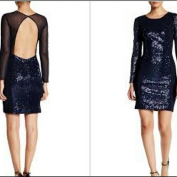 πHOST PICKπ Allen Schwartz Navy Sequin Dress - Picture 2 of 7