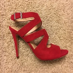 Red suede heels