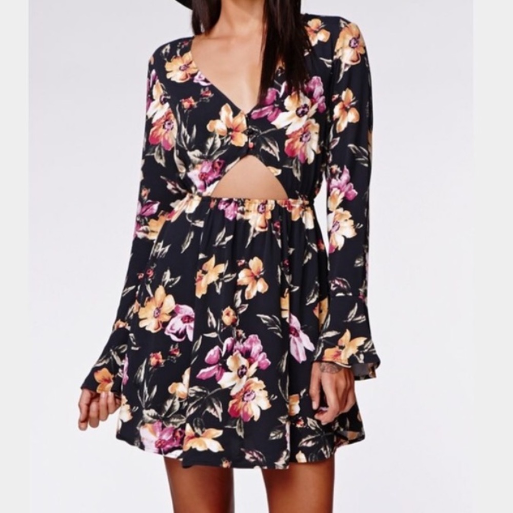 Kendall + Kylie Bell Sleeve Dress w/ cutout