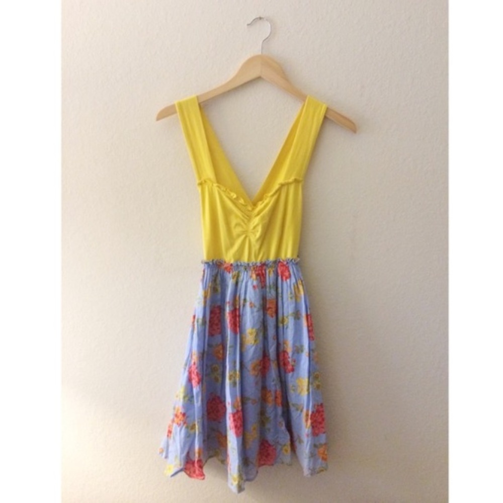 Pinkerton yellow blue anthropologie sundress print