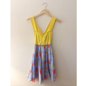 Pinkerton yellow blue anthropologie sundress print