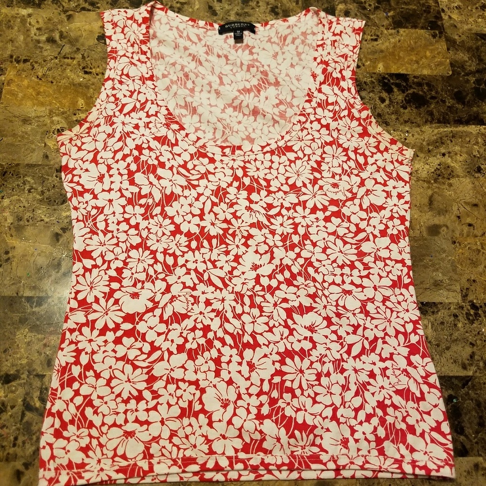 Red and white Burberry London casual top