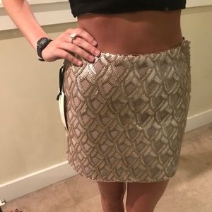 Gold mini skirt