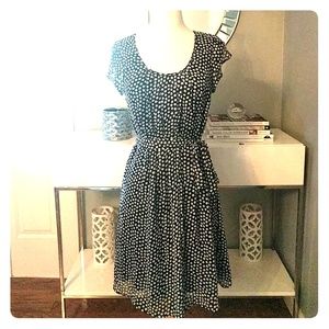 Cute dark navy blue polka dot dress