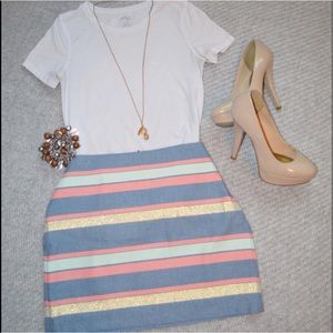 Gap Pink, Blue, Gold Lined Mini Skirt  