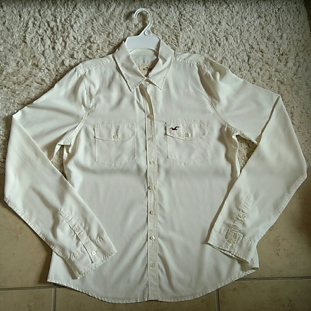 Hollister Light cream, white button down.