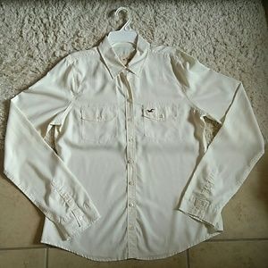 Hollister Light cream, white button down.