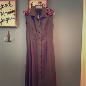 Guipil Army Twill Maxi Button-up Dress Vest