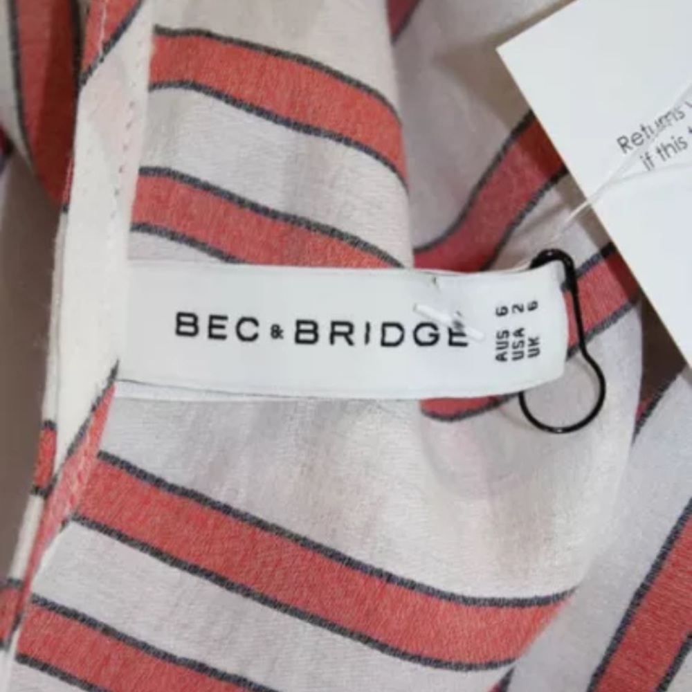 Bec and bridge red white striped tie waist dress
