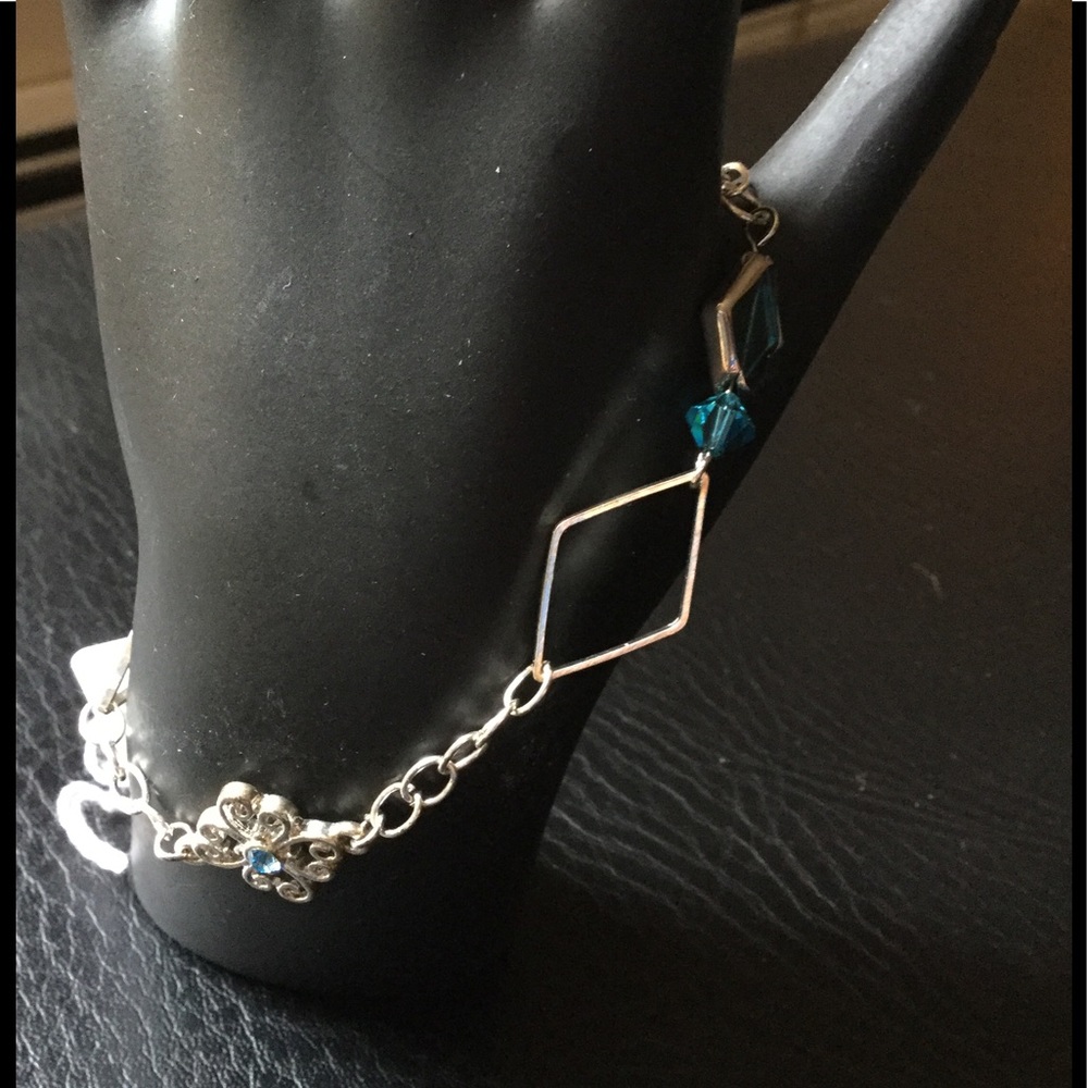 One of a kind bracelet, handmade w crystals.