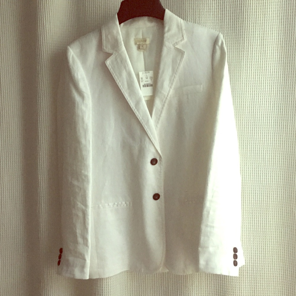 J. Crew Factory White Linen Blazer (size 6, NWT)