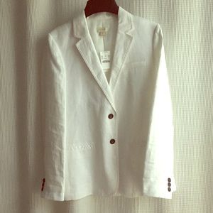 J. Crew Factory White Linen Blazer (size 6, NWT)