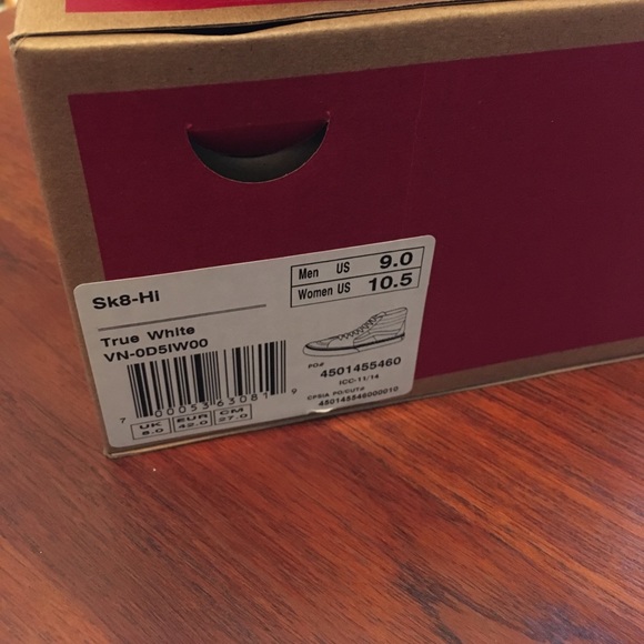 Vans Sk8 Hi True White BNIB Brand New Sz. 9 - Picture 2 of 4