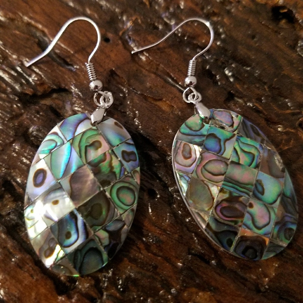 Handmade abalone shell earrings.