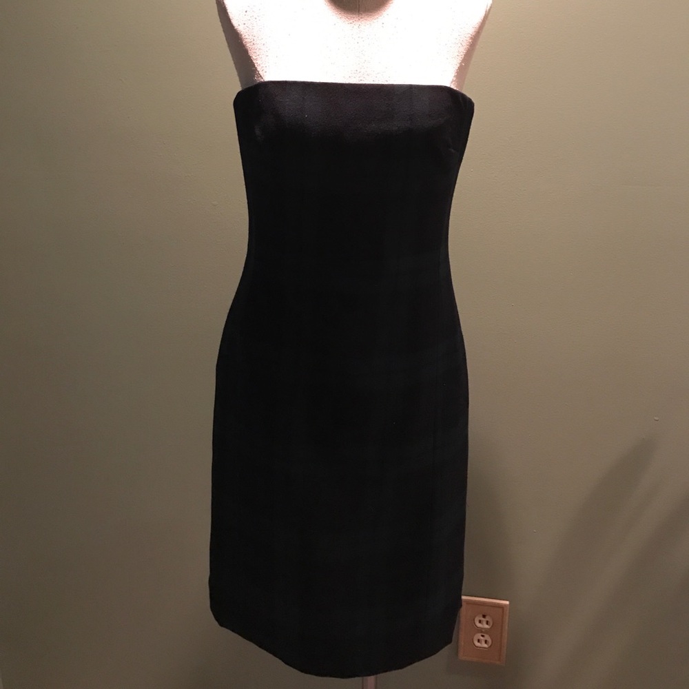Ralph Lauren Strapless Black watch plaid dress