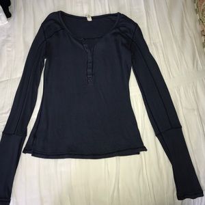 Free people blue 1/4 button up top