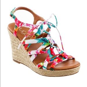 Summer floral wedges 5.5 NEW with box