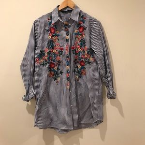 Zara floral embroidered blouse