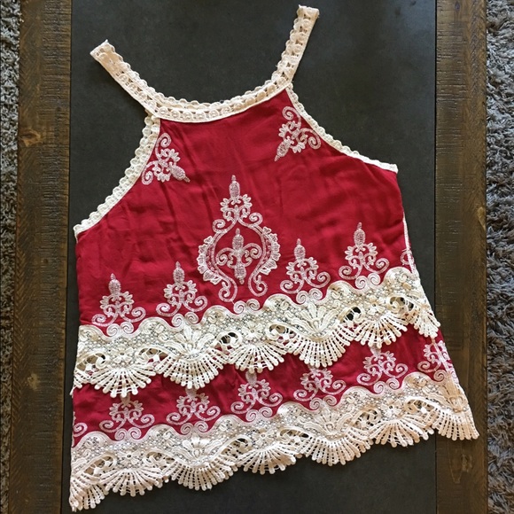Shoreline Tops - ☀️SUMMER SALE☀️Embroidered Red Tank🌹