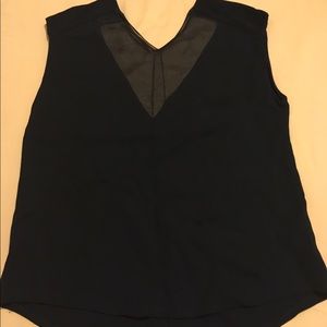 Sandro silk v-neck sleeveless mesh blouse